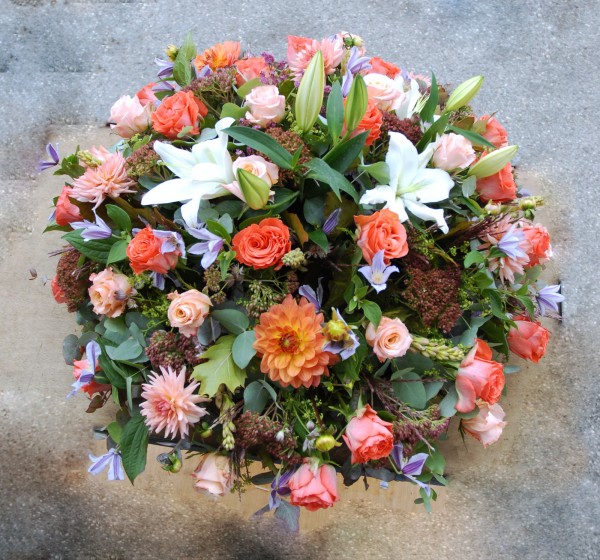 Composition florale obseques_Coussin funéraire_Bouvard Fleurs